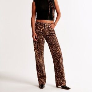 Abercrombie & Fitch Brown Leopard Wide Leg Jeans